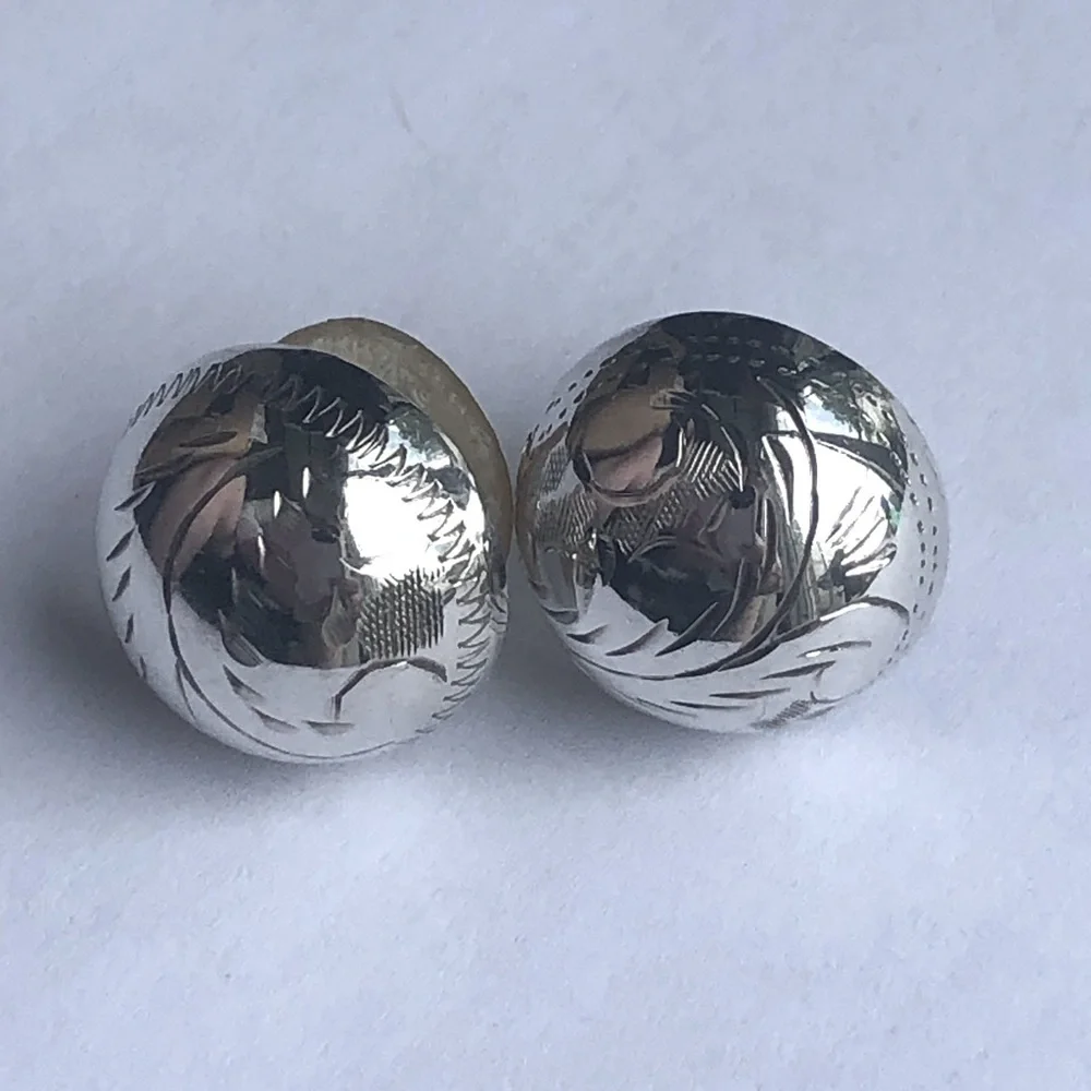HOST PICK Vintage Etched Sterling Silver Dome Earrings